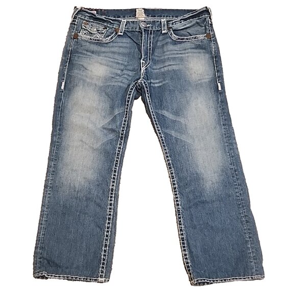 TRUE RELIGION size 42 30 Mens SUPER T Ricky Thick Stitch  Vintage denim Jeans - Picture 1 of 10